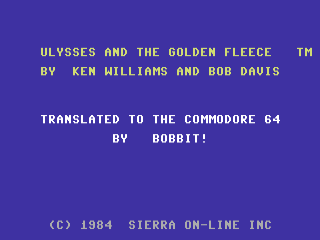 Ulysses and the Golden Fleece title screen for Commodore 64